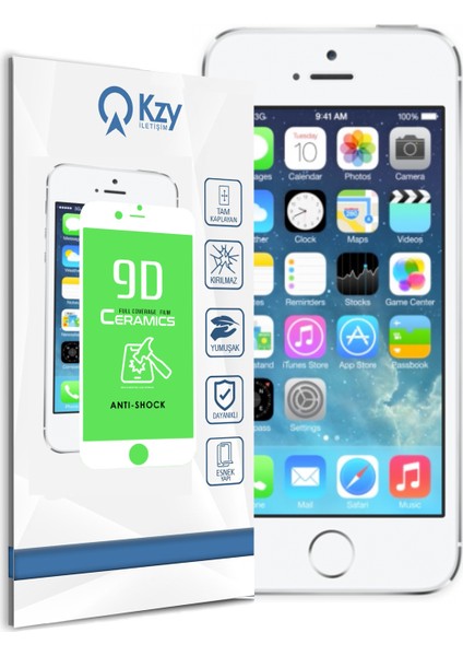 Apple iPhone 5s Tam Kaplayan Seramik Nano Esnek Ekran Koruyucu Cam - Beyaz