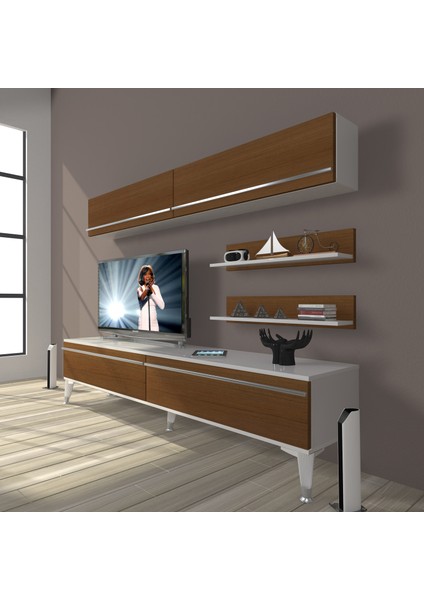 Eko 5 Mdf Std Silver Tv Ünitesi Tv Sehpası Beyaz Ceviz