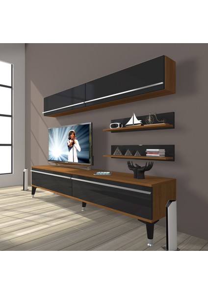 Eko 5 Mdf Std Silver Tv Ünitesi Tv Sehpası Ceviz Siyah