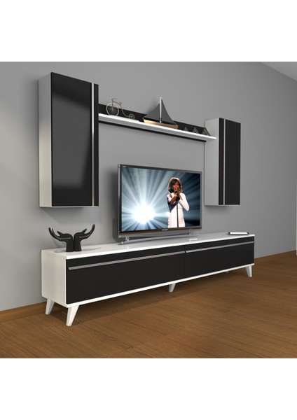 Eko 5d Mdf Std Retro Tv Ünitesi Tv Sehpası Beyaz Siyah