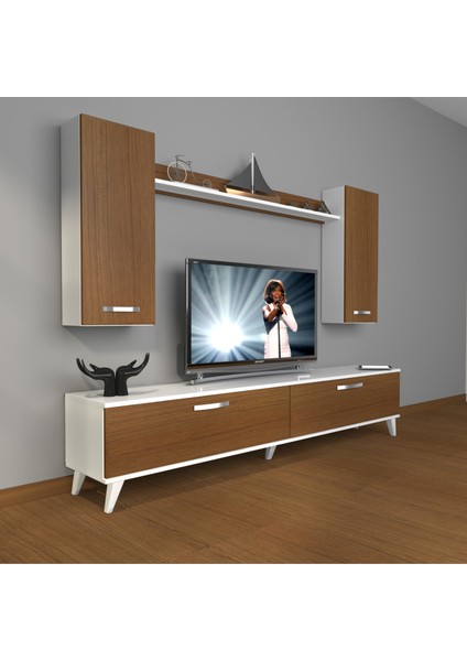Eko 5d Slm Std Retro Tv Ünitesi Tv Sehpası Beyaz Ceviz
