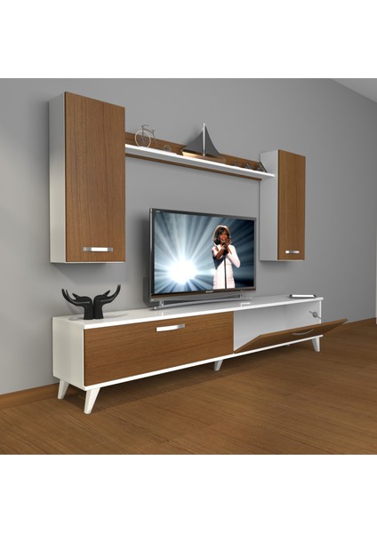 Eko 5d Slm Std Retro Tv Ünitesi Tv Sehpası Beyaz Ceviz