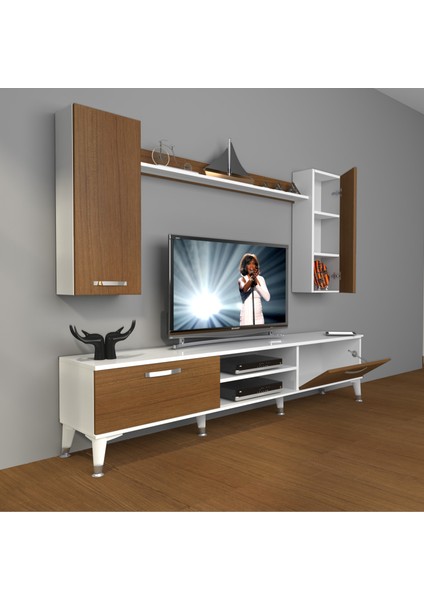 Eko 5d Slm DVD Silver Tv Ünitesi Tv Sehpası Beyaz Ceviz