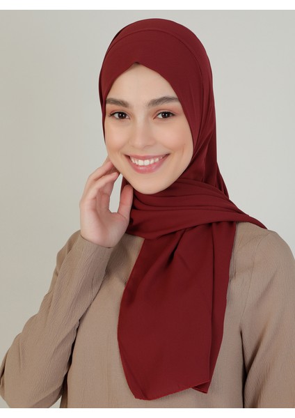Pratik Krep Şal - Koyu Bordo - Ecardin