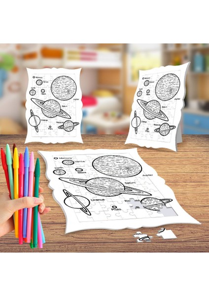 Gezegenler Gök Bilimi Boyama Puzzle Tablo Çocuk Eğitici Yapboz
