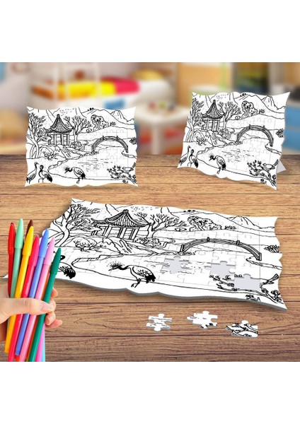 Güzel Manzaralı Boyama Puzzle Tablo Çocuk Eğitici Yapboz