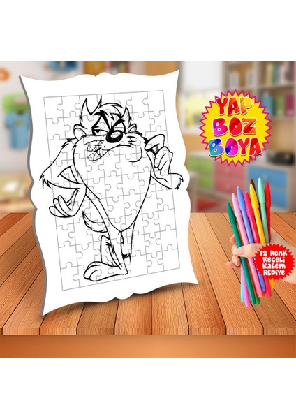 Karizmatik Taz Eğitici Çocuk Boyama Puzzle Tablo-T3