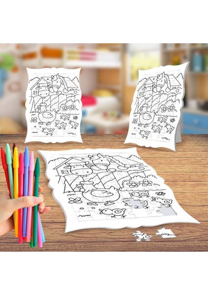 Hayvanat Bahçesi Boyama Puzzle Tablo Çocuk Eğitici Yapboz