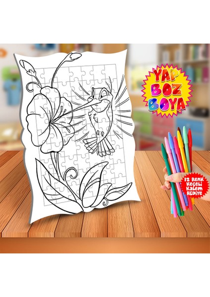 Çiçek Emen Arı Kuş Eğitici Boyama Puzzle Tablo ÇOCUK-815