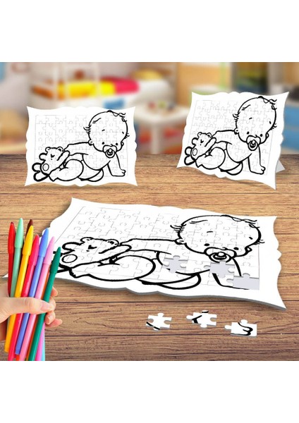 Sevimli Küçük Bebek Boyama Puzzle Tablo Çocuk Eğitici Yapboz
