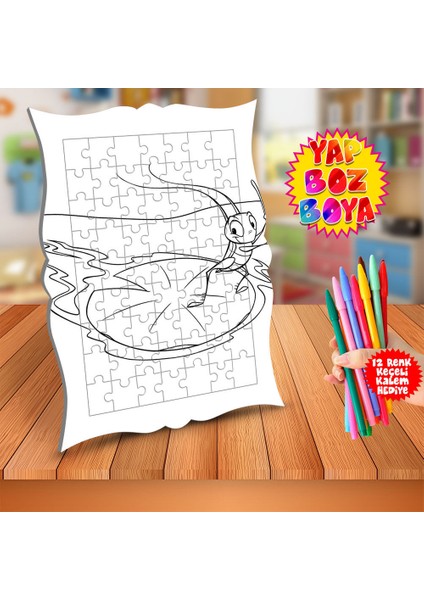 Su Üstünde Ağustos Böceği Eğitici Boyama Puzzle Tablo ÇOCUK-774