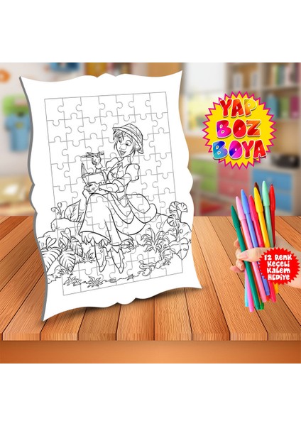 Yazı Yazan Güzel Kız Eğitici Boyama Puzzle Tablo ÇOCUK-785
