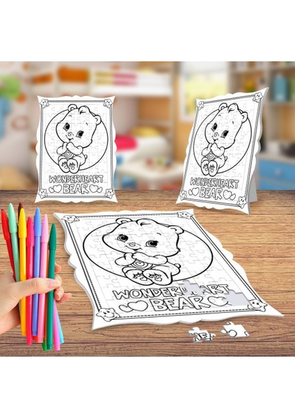 Meraklı Ayıcık Boyama Puzzle Tablo Çocuk Eğitici Yapboz