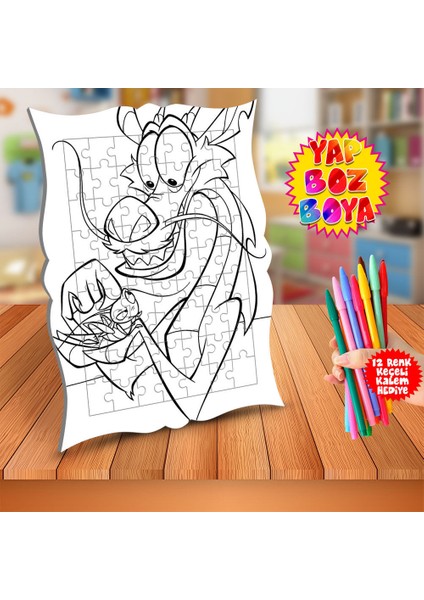 Ejder ve Ateş Böceği Eğitici Boyama Puzzle Tablo ÇOCUK-760