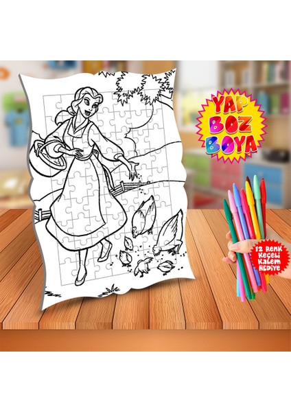 Kuşları Besleyen Prenses Eğitici Boyama Puzzle Tablo ÇOCUK-635