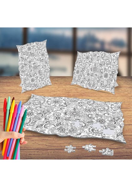 Çiçek Bahçesi Mandala Büyüklere Boyama Antistress Puzzle Tablo