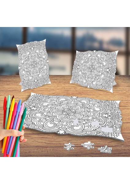 Mandala Desen Büyüklere Boyama Antistress Puzzle Tablo Yapboz