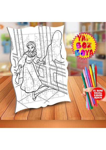 Kaçmaya Çalışan Güzel Eğitici Boyama Puzzle Tablo ÇOCUK-470