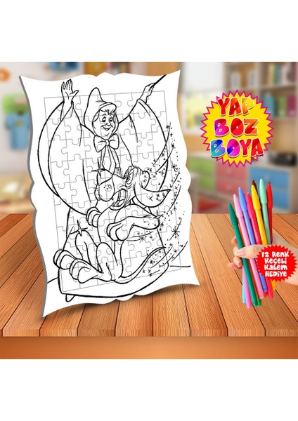 Peri ve Sevimli Köpek Eğitici Boyama Puzzle Tablo ÇOCUK-511