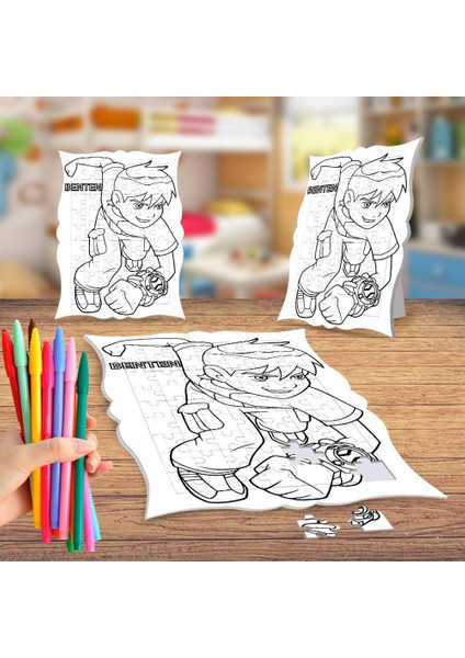Koşan Çocuk Boyama Puzzle Tablo Çocuk Eğitici Yapboz