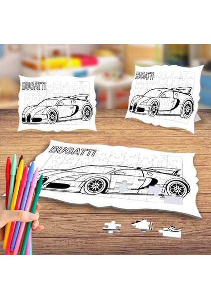 Şık Spor Araba Boyama Puzzle Tablo Çocuk Eğitici Yapboz