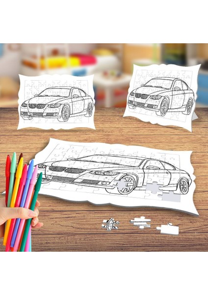 Lüks Spor Araba Boyama Puzzle Tablo Çocuk Eğitici Yapboz