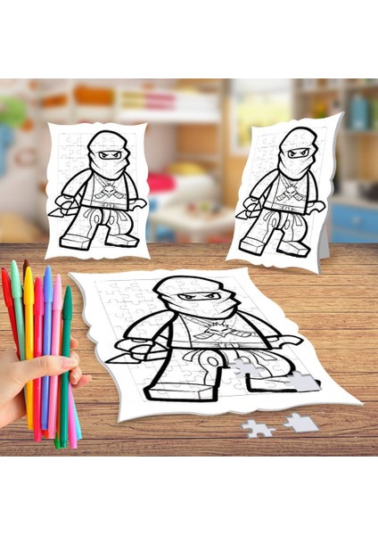 Ninja Çocuk Boyama Puzzle Tablo Çocuk Eğitici Yapboz