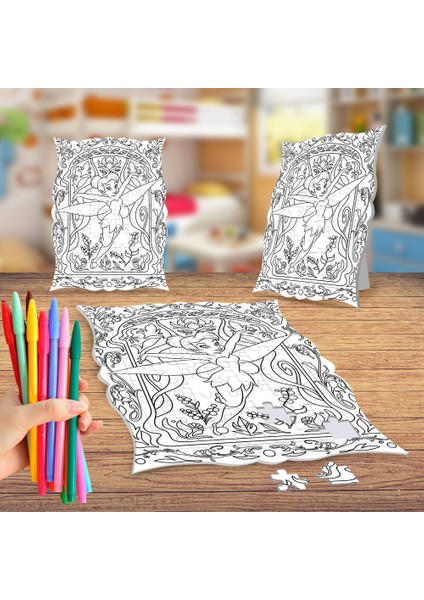 Peri Kız Boyama Puzzle Tablo Çocuk Eğitici Yapboz