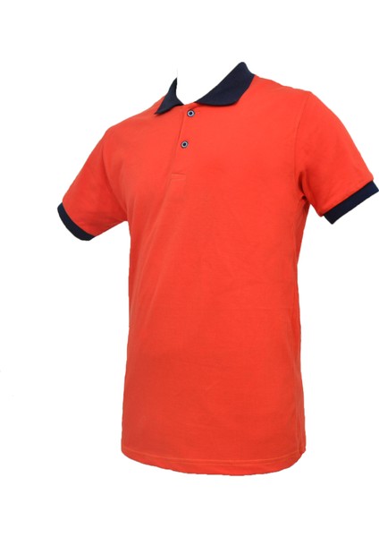 Lacivert Polo Yaka Turuncu Tshirt