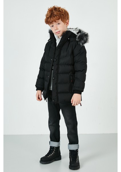 Suni Kürklü Peluş Astarlı Çıkarılabilir Kapüşonlu Mont Erkek Çocuk MONT 5763028 fırsatları