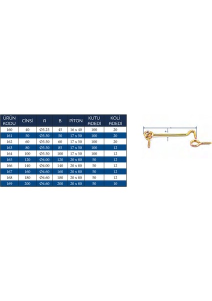 Çengelli Askı Kilit ( Maymuncuk ) No:60 - 100 Adet