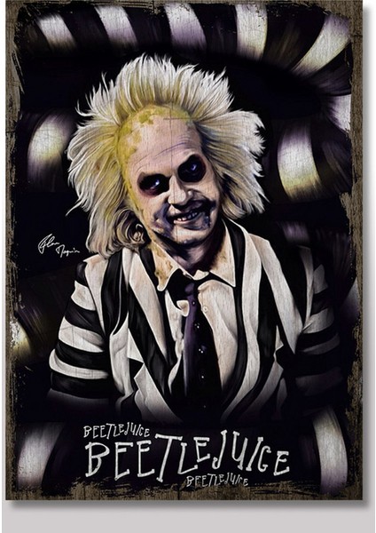Ahşap Tablo Beetle Juice Beter Böcek Film Afişleri Kanvas Tablo
