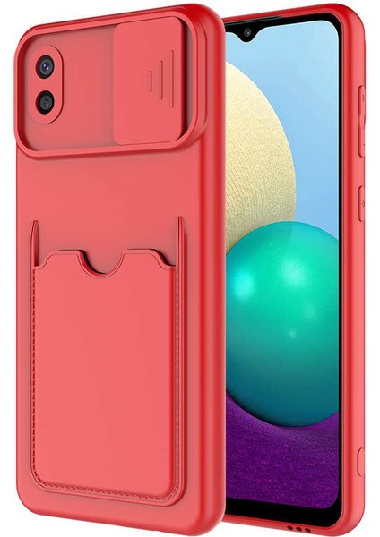 - Galaxy A02 - Kılıf ​slayt Sürgülü Kart Bölmeli Kartix Kapak