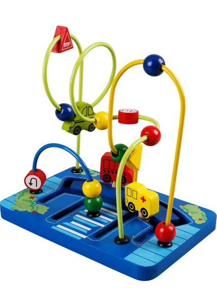 Ahşap Şehir Şekilli Labirent Boncuk Oyunu