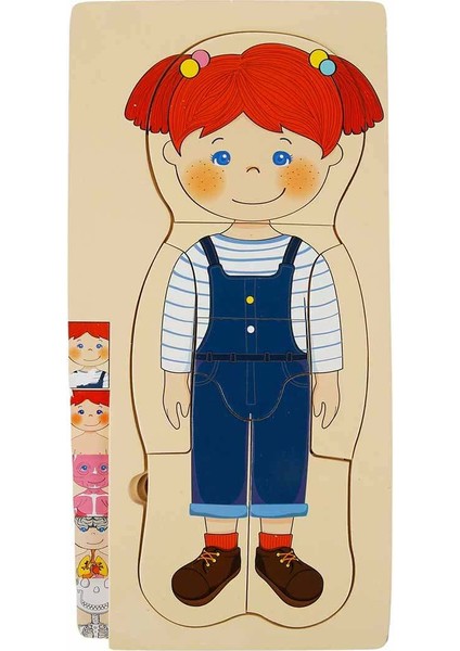 Oyna Öğren Katmanlı Insan Vücudu Ahşap Puzzle 4 x 7 Parça