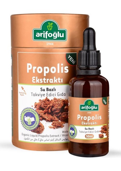 Organik %5 'lik Propolis Ekstraktı Su Bazlı Takviye Edici Gıda 50 ml