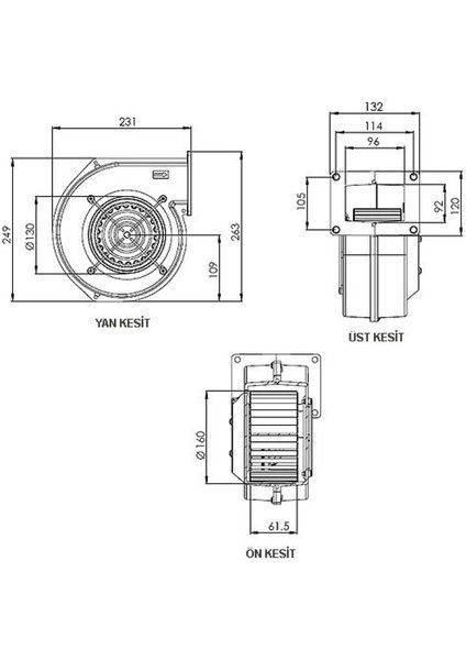 Aks 160-60 Salyangoz Radyal Fan