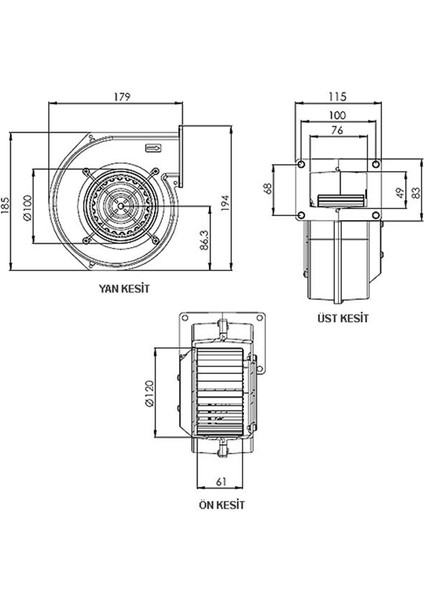 Aks 120-60 Salyangoz Radyal Fan