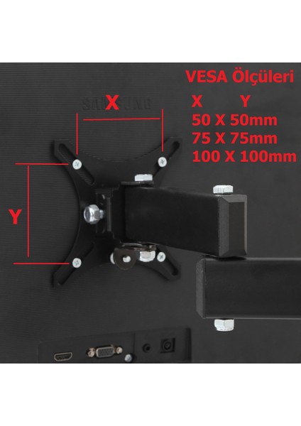 Dm-02 Masa Üstü Monitör Askı Aparatı Iki Kollu 17"-27"