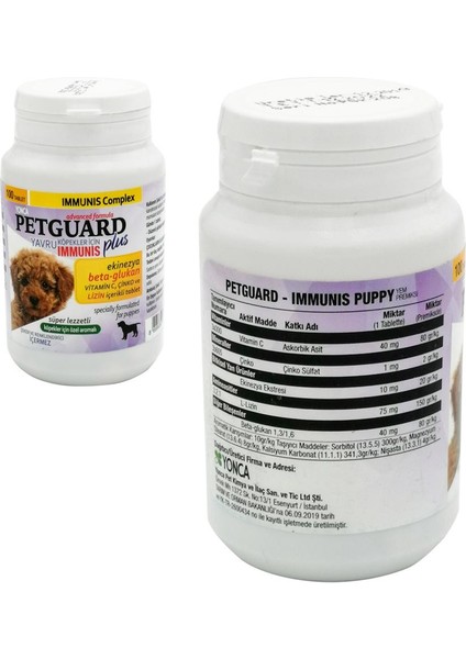 Yavru Köpekler Için Immunis Plus 100 Tablet Petguard