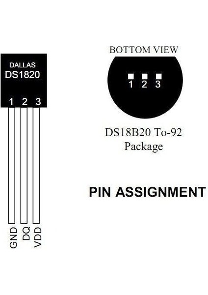 Ds18B20 Sıcaklık Isı Sensörü Dijital Termometre Ic -55C 125C