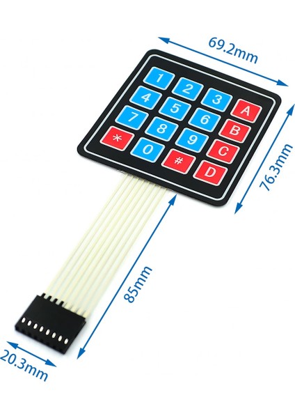 4x4 Membran Keypad 16 Buton Matrix Tuş Takımı
