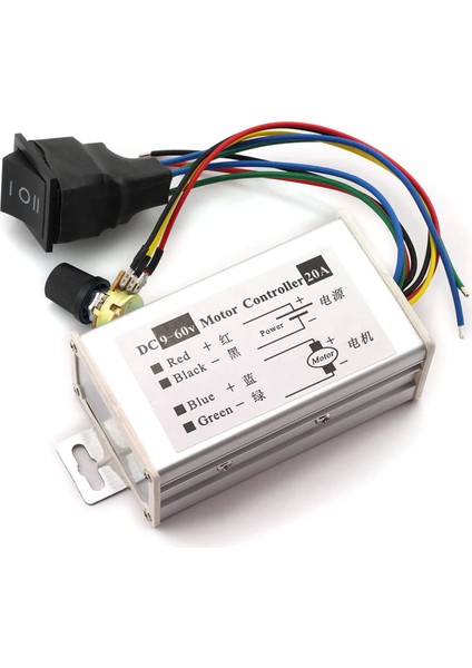20A 60V Dc Motor Pwm Hız Kontrol Devresi %0~100 Ayarlanabilir Yön Kontrol Anahtarlı