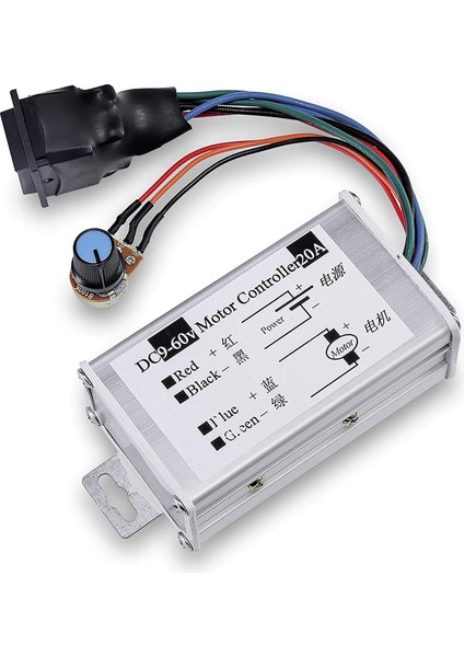 20A 60V Dc Motor Pwm Hız Kontrol Devresi %0~100 Ayarlanabilir Yön Kontrol Anahtarlı