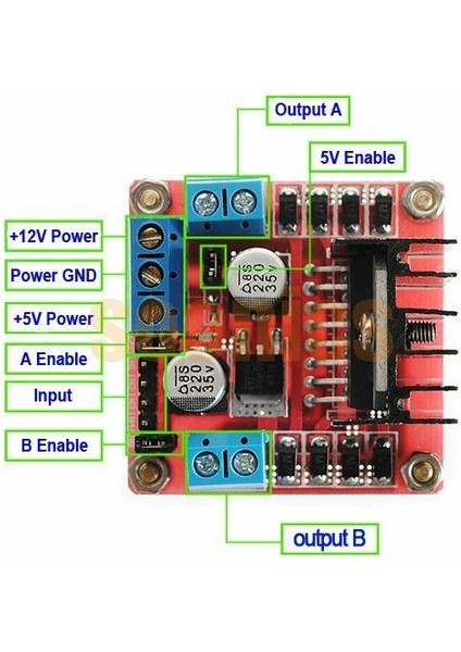 L298N Motor Sürücü Modül-Çift Motor-2 Kanal