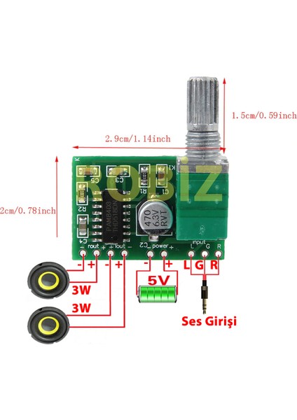 Ses Ayar Potlu Pam8403 5V Mini Ses Yükseltici Class D 2X3W Amfi Ses Kontrol-Ses Yükseltici