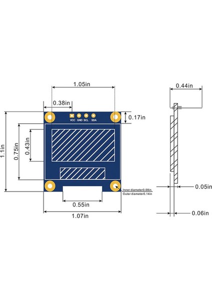 0.96 Inch Mavi Oled Lcd Modül 128x64 Pixel IIC I2C Seri 0.96” Ekran Gösterge SSD1306 3.3V 5V Matrix