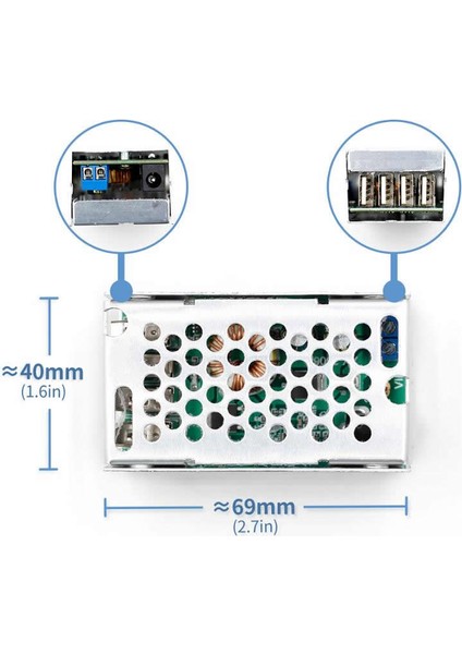 36V Çıkış= 4 USB Çıkış Portlu 5V 5A Voltaj Düşürücü Modül Kutulu