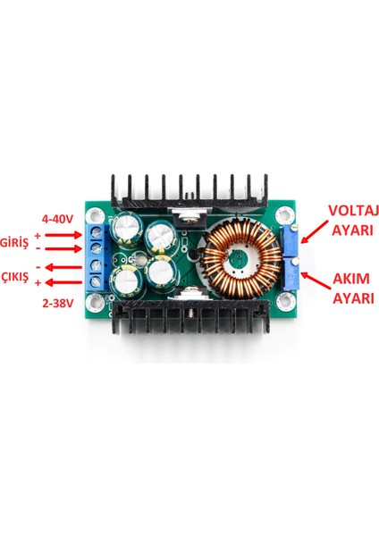 XL4016 40V 5A Ayarlanabilir Güç Kaynağı ( Voltaj Düşürür )