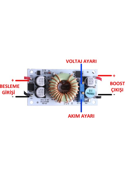 8a Boost Modül 250w Voltaj Yükseltici Modül Dc Dc Çevirici Yükseltici 10v-50v Regülatör